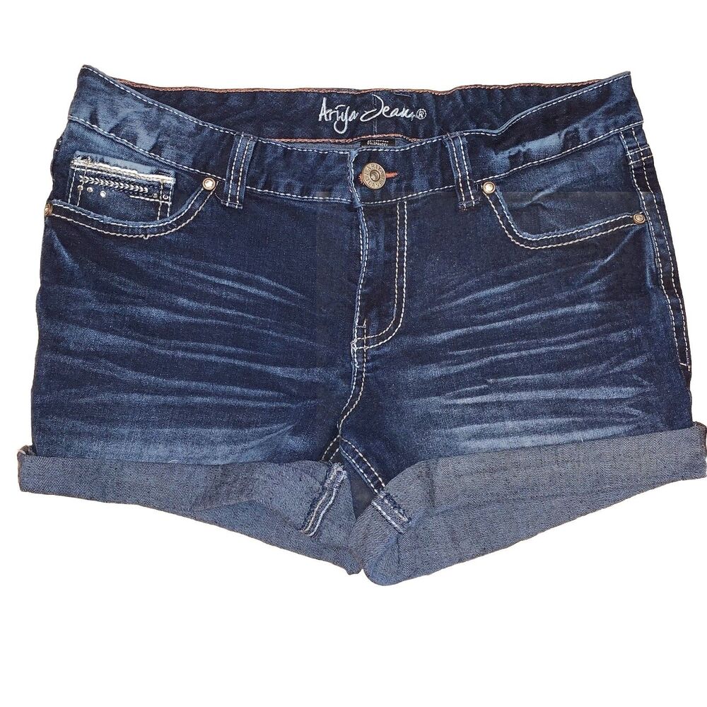 Ariya Jeans Cuffed Denim Short Shorts Women’s Size 11/12 Distressed Stretch